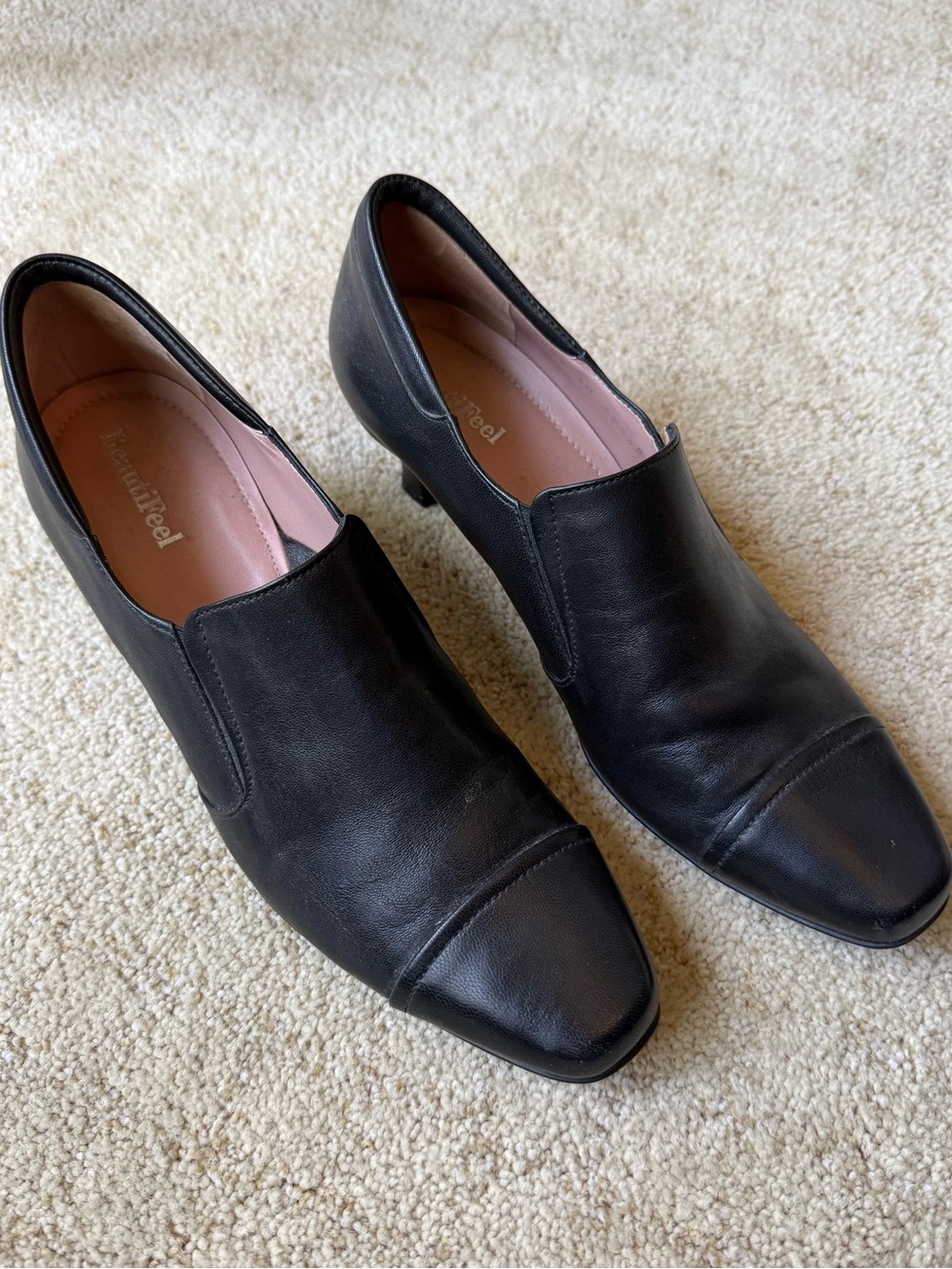BeautiFeel Black Leather Oxford-Derby Heels